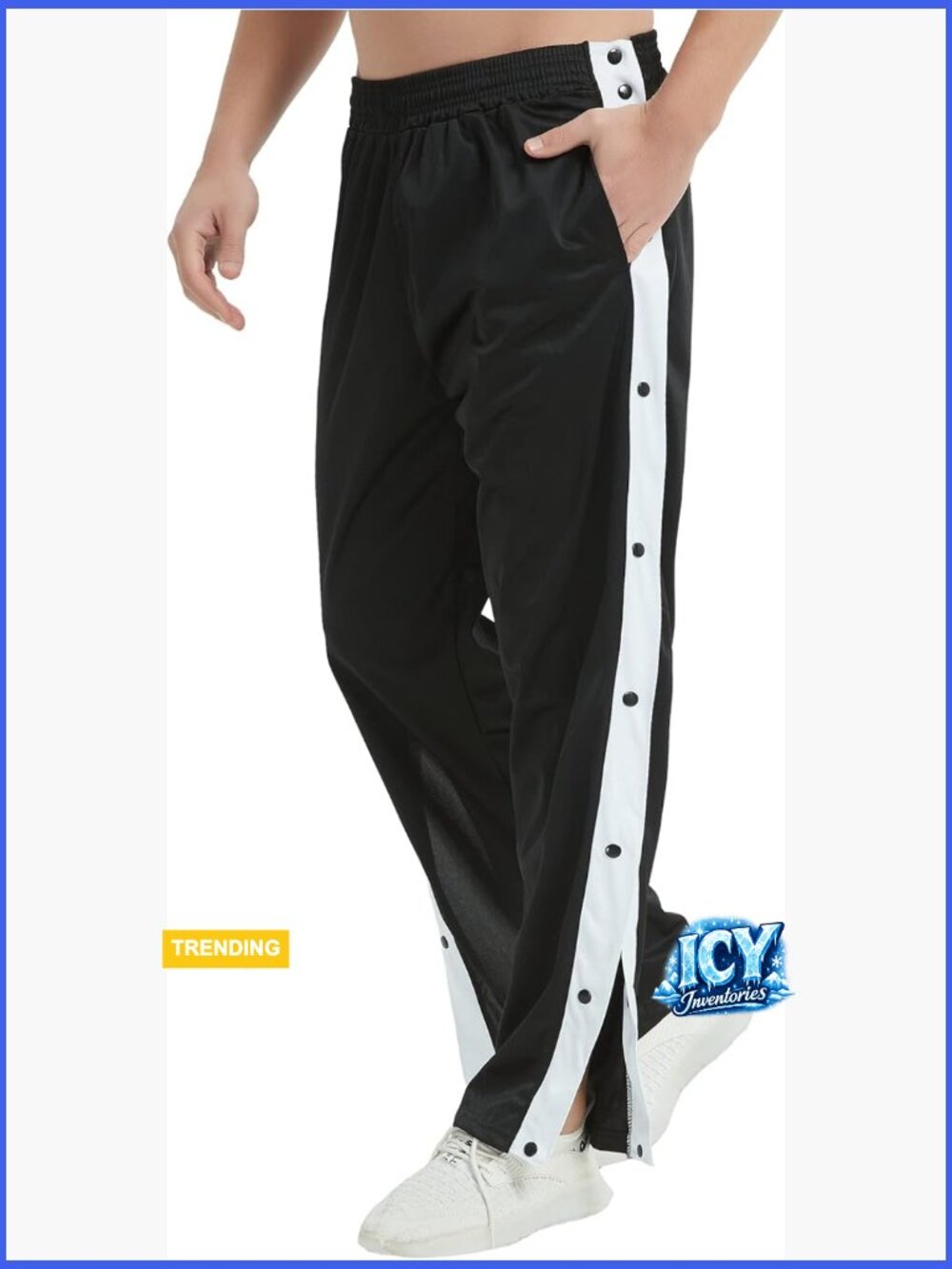Tear Away Basketball Pants High Split Snap Button Post Surgery Sweatpants